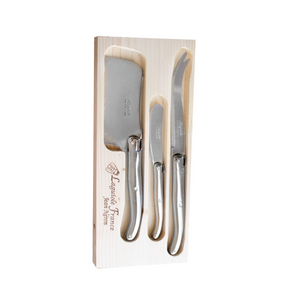 Laguiole Platine Cheese Set in Wood Box